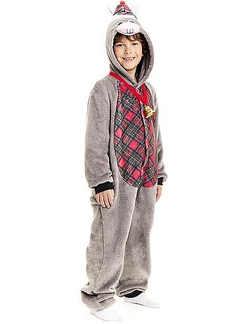 Déguisement d'âne de Noël en tartan avec capuche