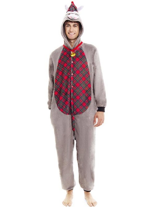 Déguisement d'âne de Noël en tartan avec capuche - Kiabi