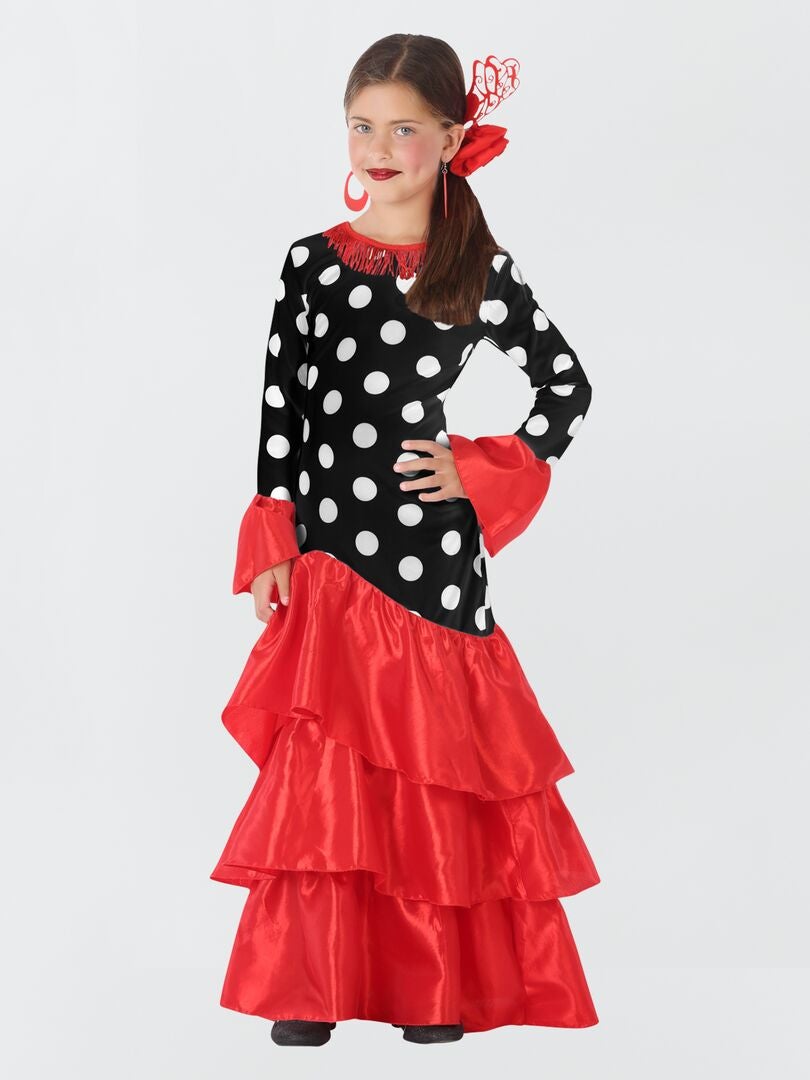 Déguisement danseuse 'Flamenco' noir/rouge - Kiabi