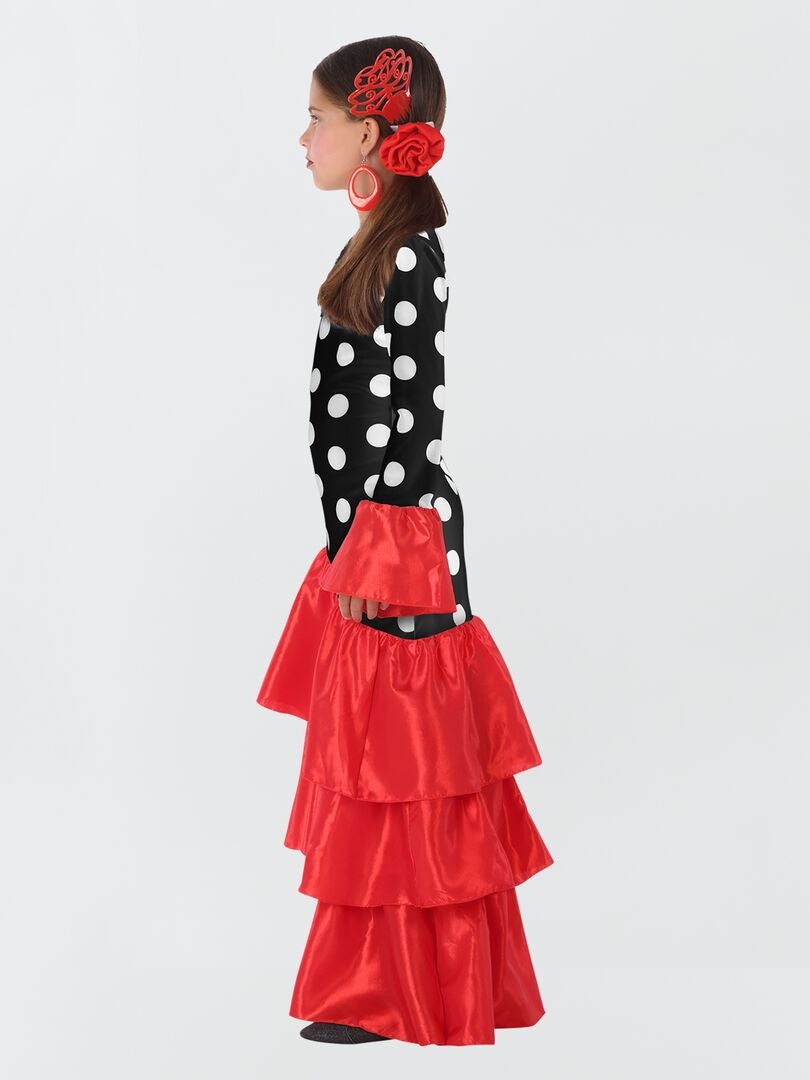 Foulard Flamenco La Senorita - Broderie Rouge Noir Franges K 1217812