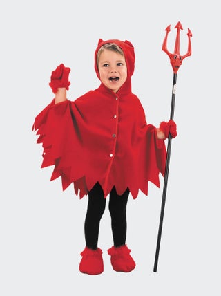 Déguisement de diable poncho avec capuche + gants