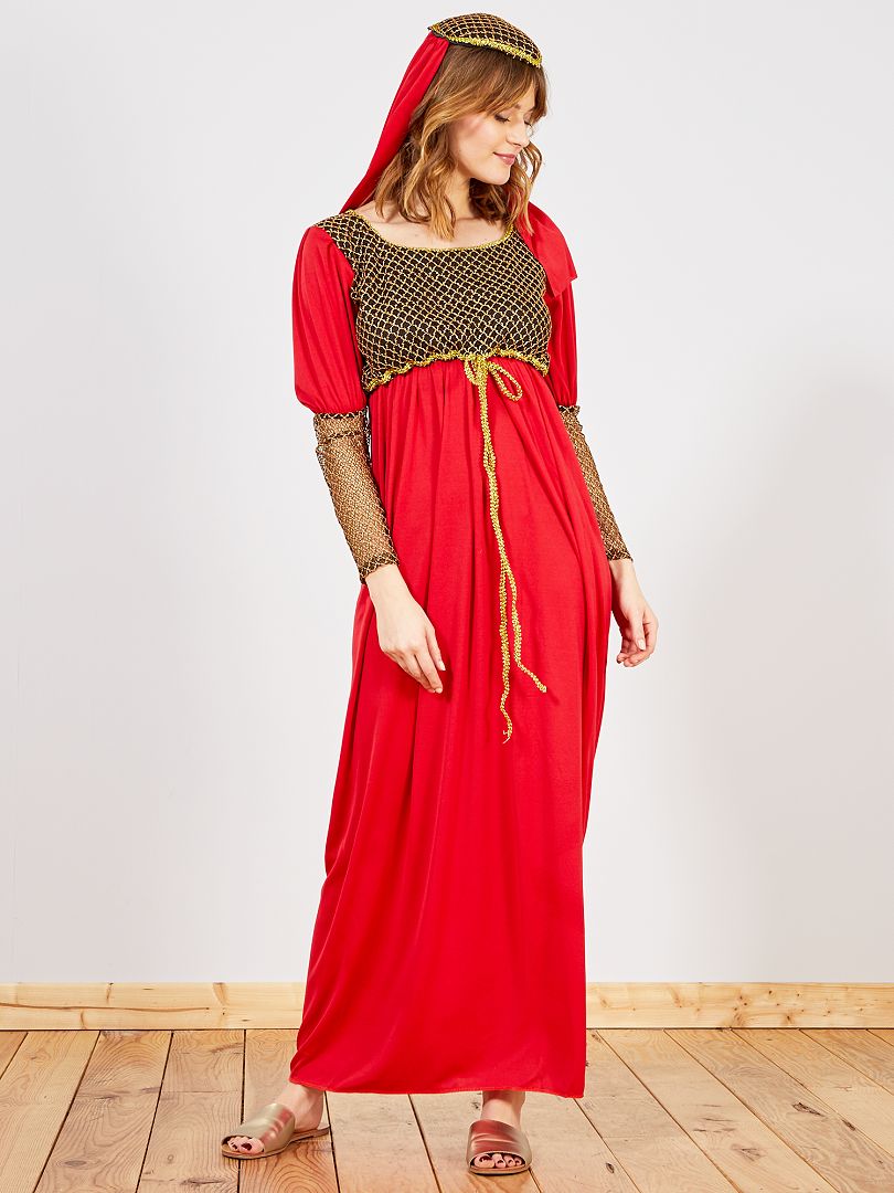 Déguisement de femme médiévale rouge/or - Kiabi
