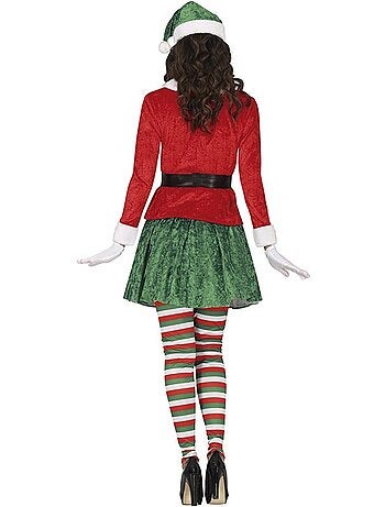 Déguisement d'elfe assistante du père noël avec ceinture pour femme