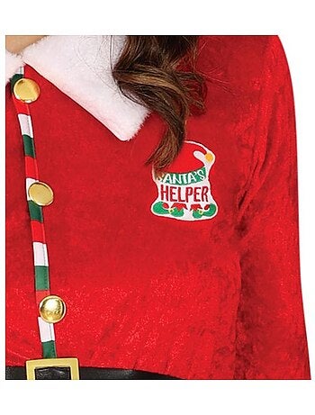 Déguisement d'elfe assistante du père noël avec ceinture pour femme