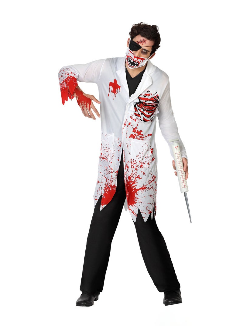 Déguisement docteur ensanglanté Blanc/Rouge - Kiabi
