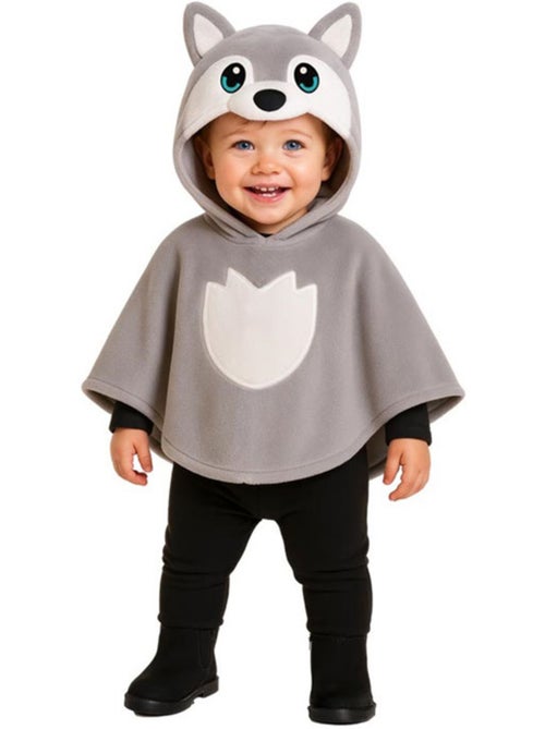 Déguisement ou poncho de loup gris pour bébé - Kiabi