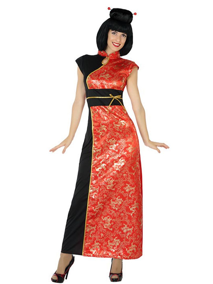 Déguisement robe asiatique rouge/noir - Kiabi