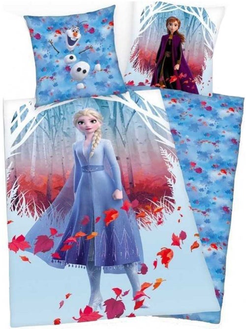 Dekbedovertrek 140 cm x 200 cm polyester omkeerbaar Frozen Disney - Kiabi