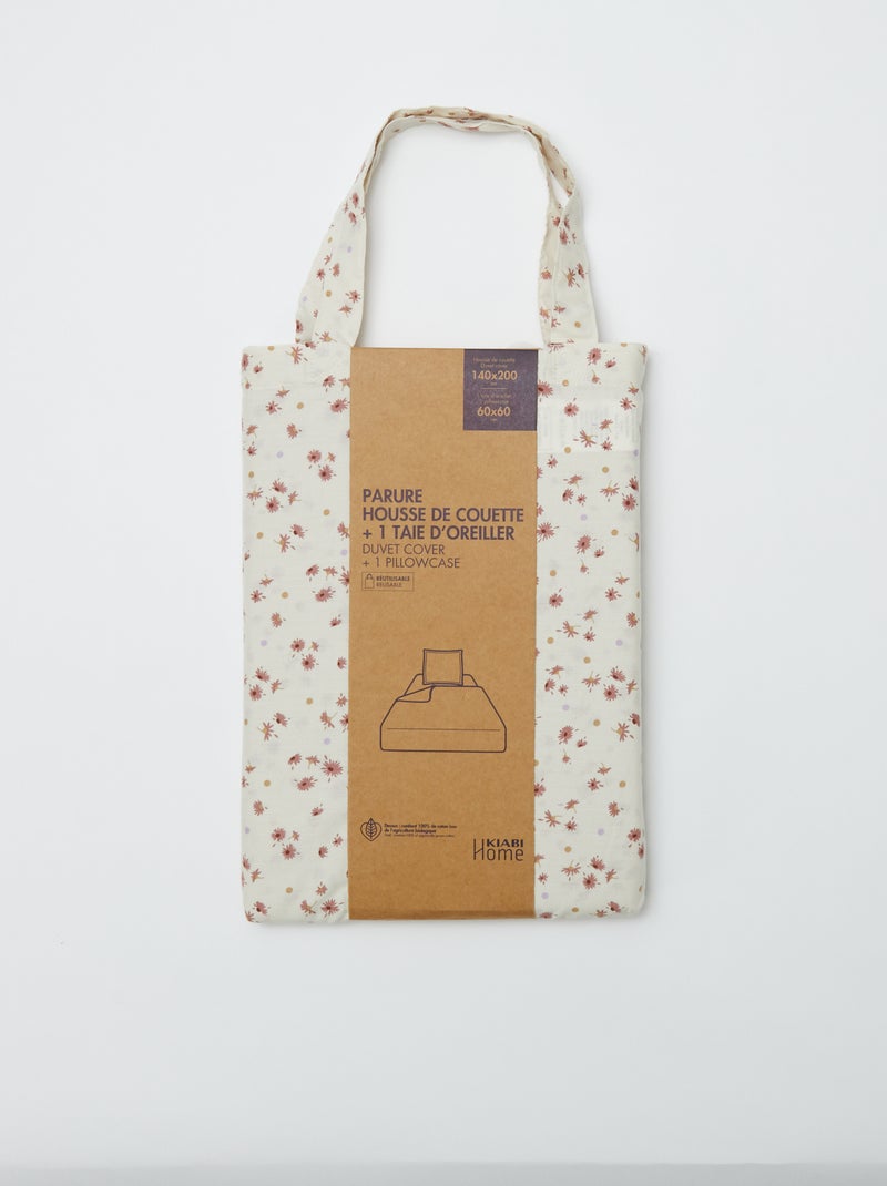 Dekbedovertrek (140 x 200cm) + kussensloop - 2-delige set BIEGE - Kiabi