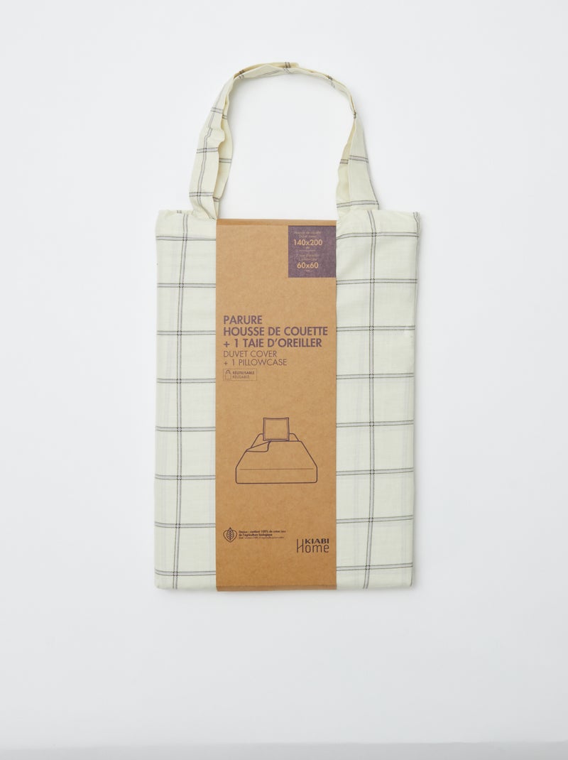 Dekbedovertrek (140 x 200cm) + kussensloop - 2-delige set BIEGE - Kiabi