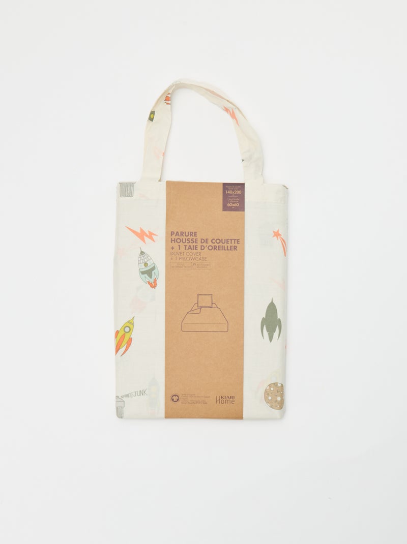 Dekbedovertrek (140 x 200cm) + kussensloop - 2-delige set Kaki - Kiabi