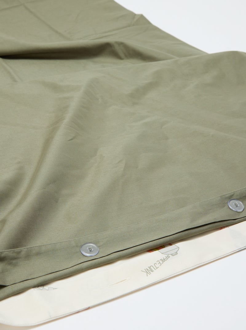 Dekbedovertrek (140 x 200cm) + kussensloop - 2-delige set Kaki - Kiabi