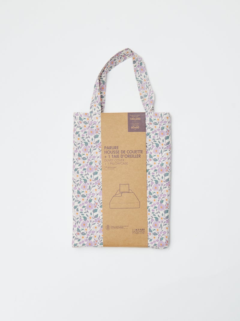 Dekbedovertrek (140 x 200cm) + kussensloop - 2-delige set PAARS - Kiabi