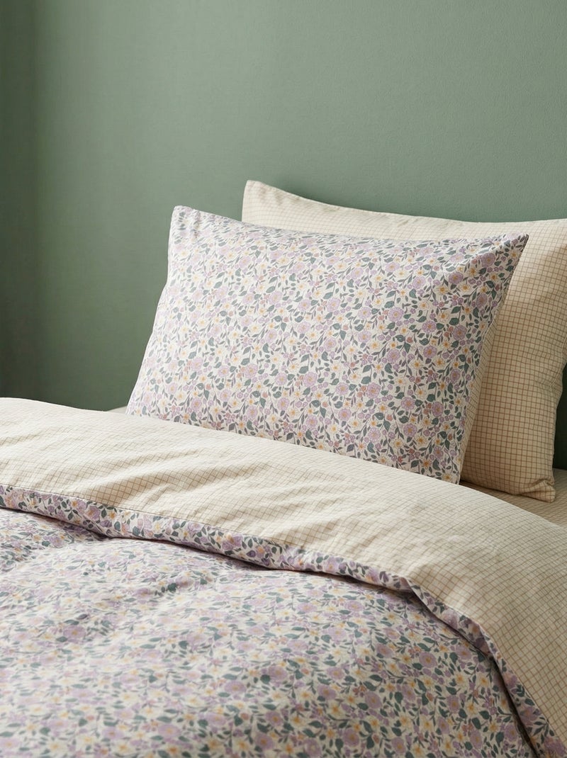 Dekbedovertrek (140 x 200cm) + kussensloop - 2-delige set PAARS - Kiabi