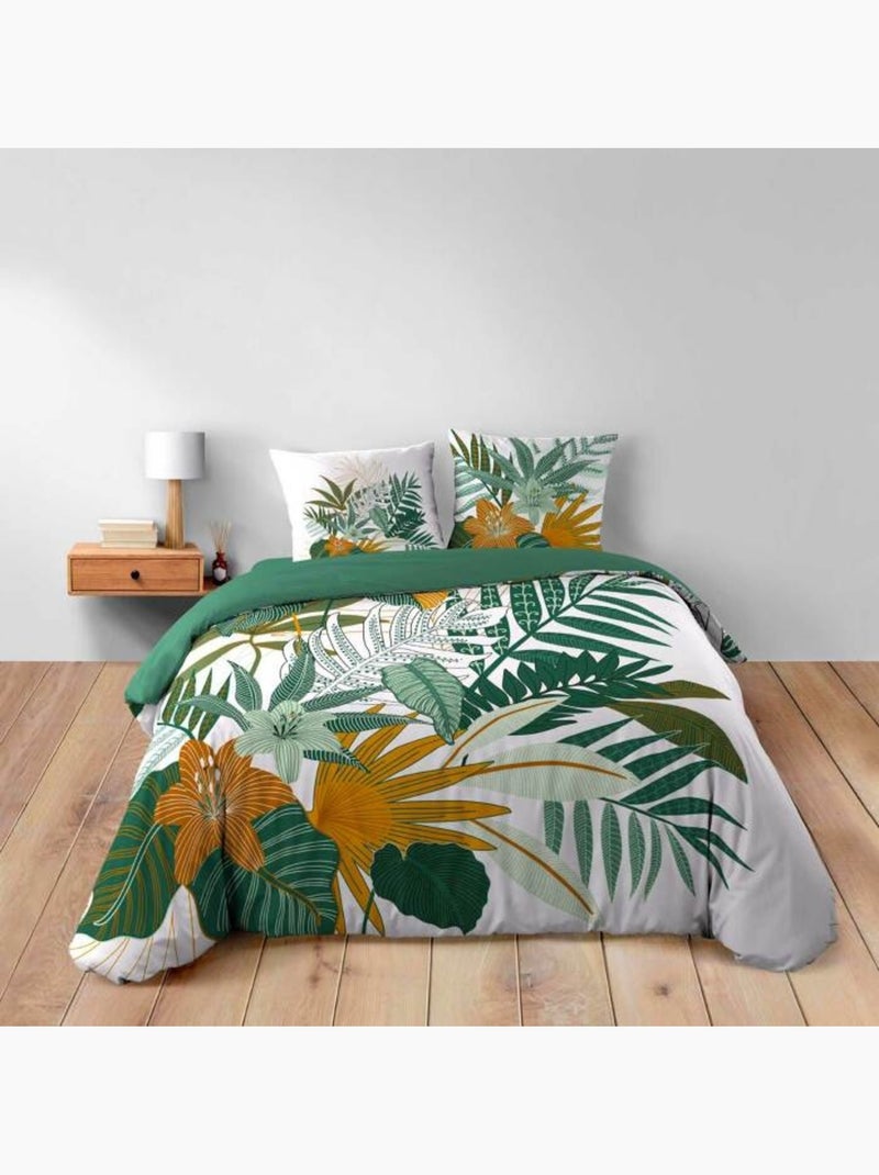 Dekbedovertrek + 2 kussenslopen florida Groen - Kiabi