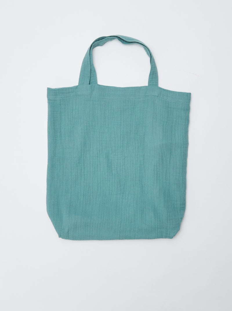 Dekbedovertrek 2 personen (240 x 220cm) van katoenen mousseline - Kiabi Home GROEN - Kiabi