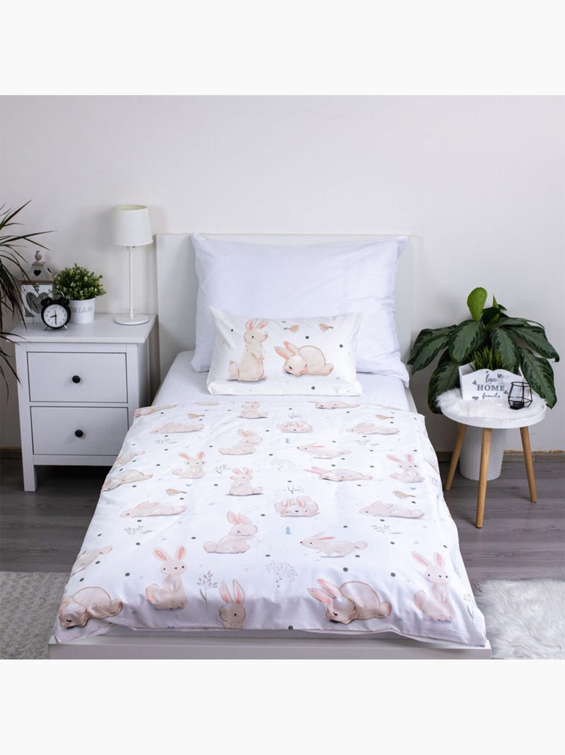 Dekbedovertrek baby 100 cm x 135 cm 100% katoen bedrukt lapins CMP Roze pastel - Kiabi