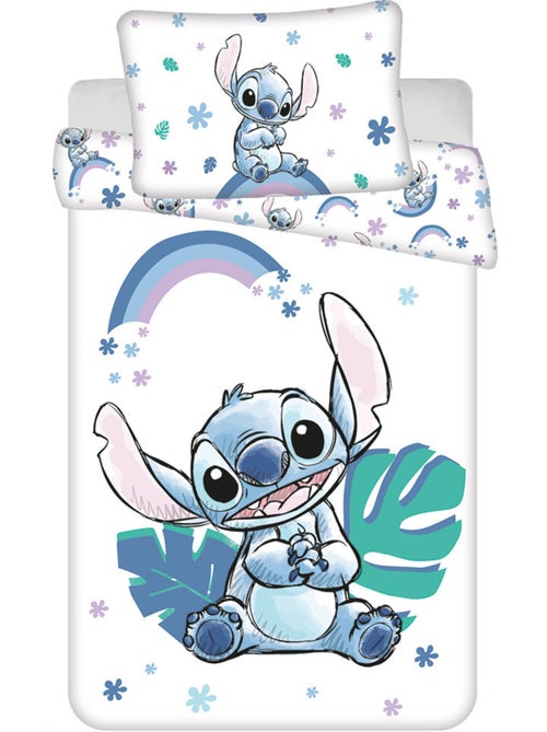 Dekbedovertrek baby 100% katoen Stitch arc-en-lucht Lilo & Stitch 100 cm x 135 cm - Kiabi