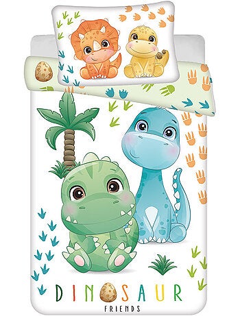 Dekbedovertrek Dinosaures 100x135 cm + Kussensloop - Beddengoedset Baby