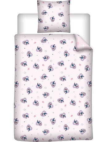 Dekbedovertrek Disney Stitch & Angel 140x200cm + Kussensloop 65x65cm – Love Roze – Polykatoe