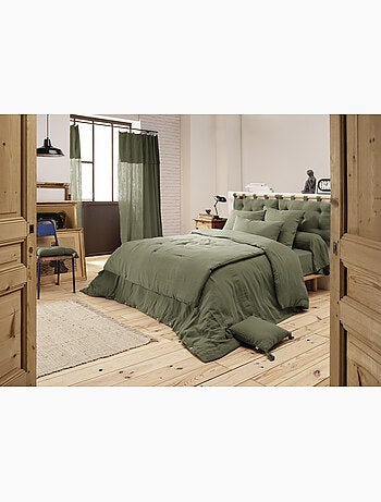 Dekbedovertrek – dubbel katoengaas - afwerking houten knopen - gaïa