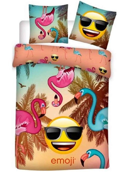 Dekbedovertrek Emoji Flamingo Tropisch 140x 200 cm + Kussensloop - Kiabi Dekbedovertrek Emoji Flamingo Tropisch 140x 200 cm + Kussensloop - Kiabi