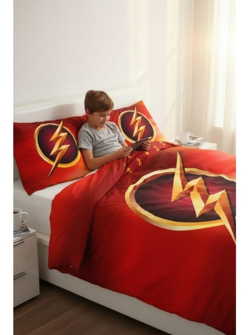 Dekbedovertrek Flash DC Comics 140x200 cm + kussensloop - Set bed kinderen - Kiabi
