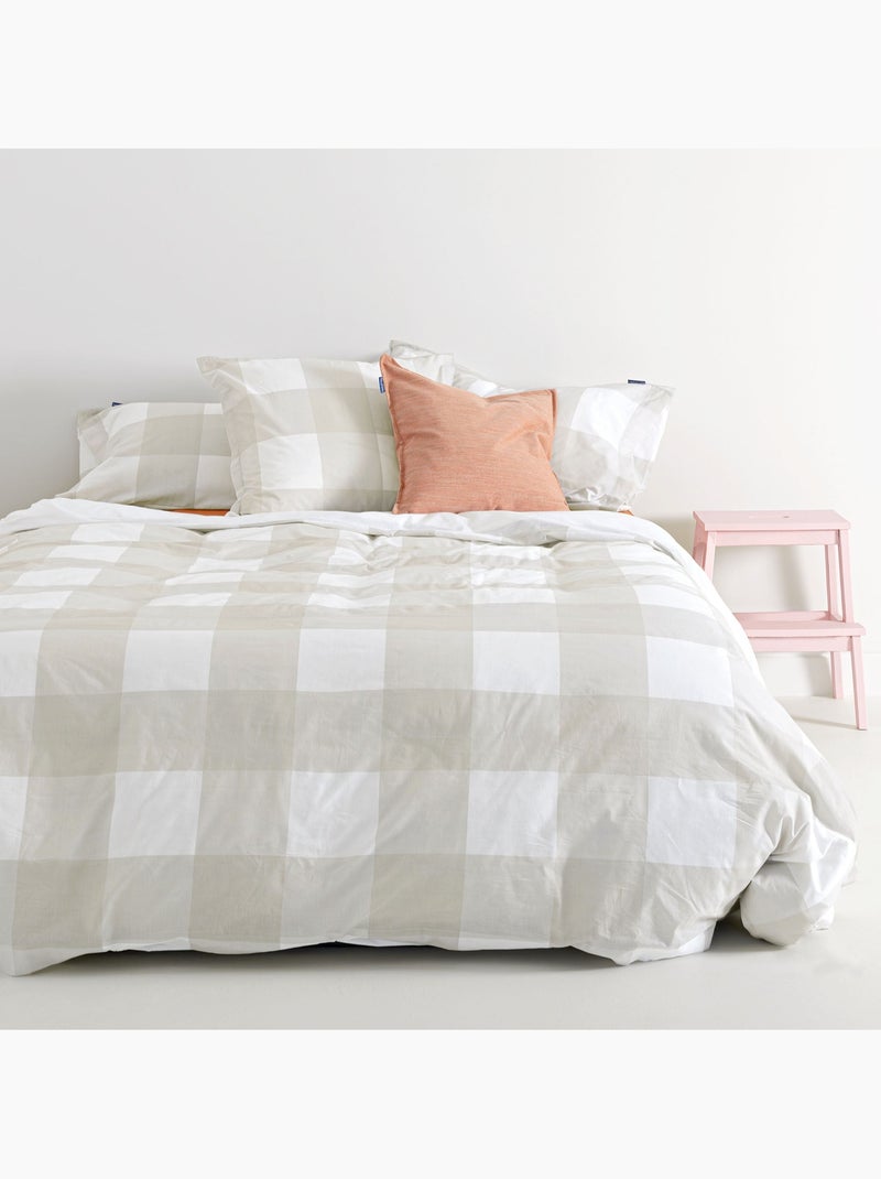 Dekbedovertrek Gingham "Happyfriday" Beige - Kiabi