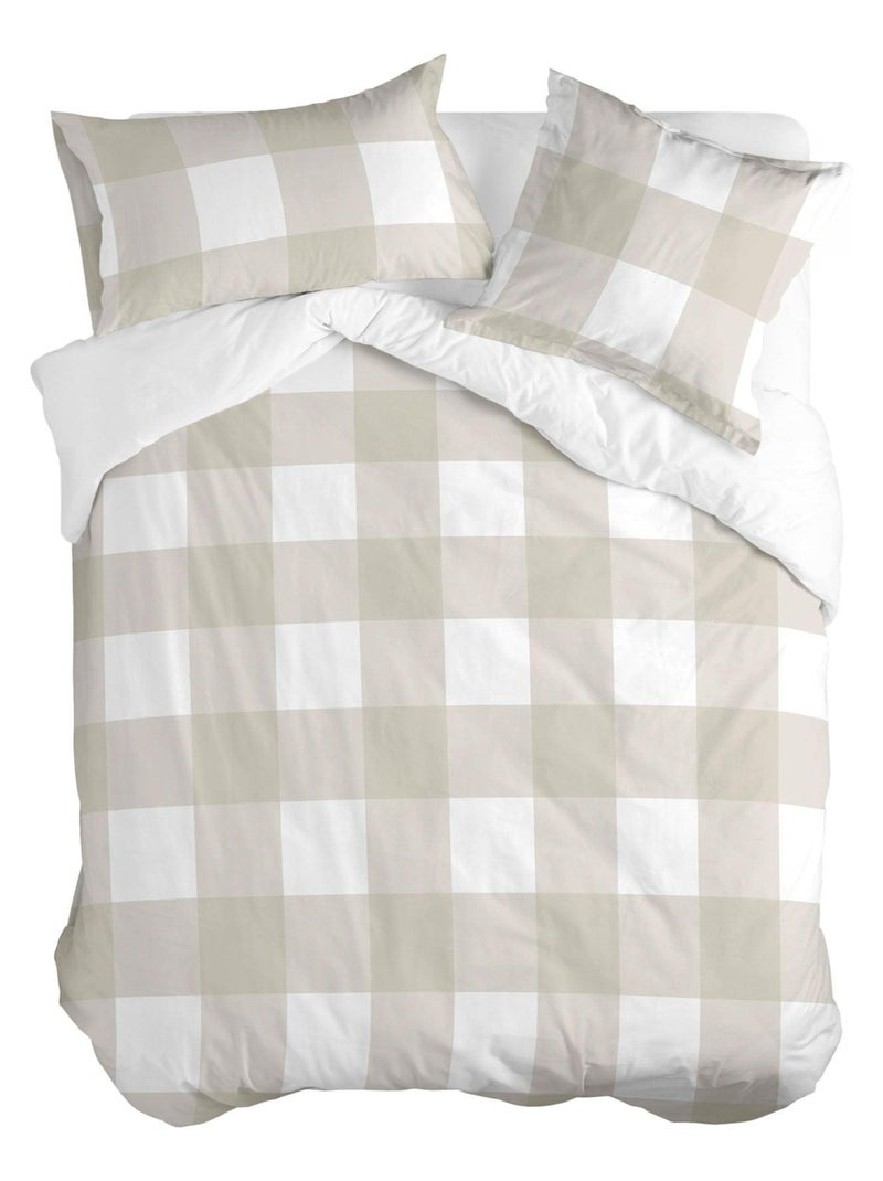 Dekbedovertrek Gingham "Happyfriday" Beige - Kiabi