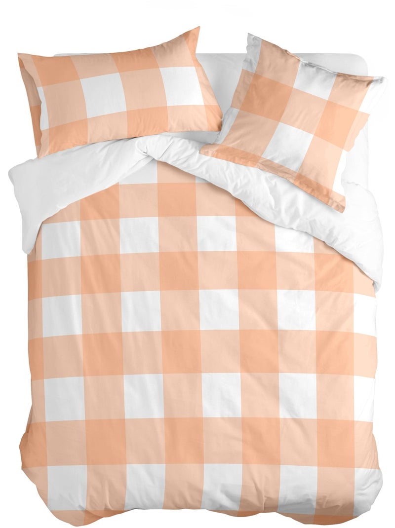 Dekbedovertrek Gingham "Happyfriday" Perzik - Kiabi