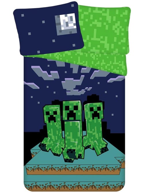 Dekbedovertrek katoen omkeerbaar Minecraft 140 cm x 200 cm met kussensloop - Kiabi