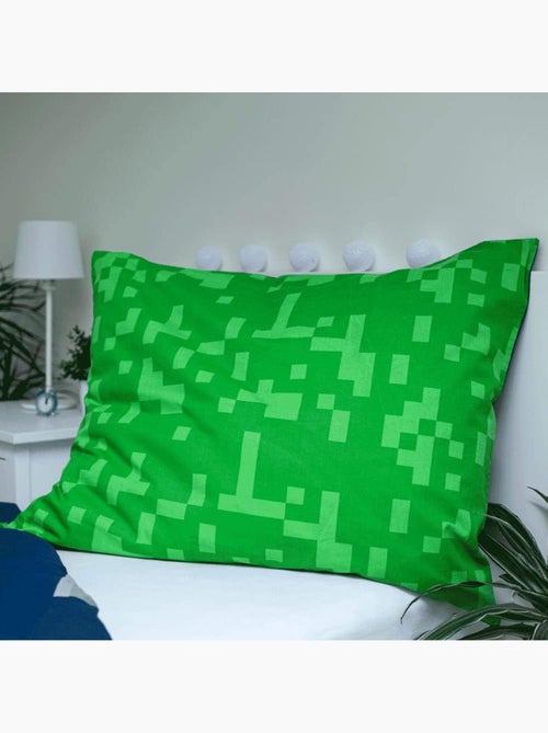 Dekbedovertrek katoen omkeerbaar Minecraft 140 cm x 200 cm met kussensloop - Kiabi