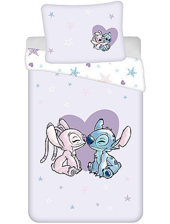 Dekbedovertrek katoen Stitch & Angel 140x200 cm met kussensloop - Geheel van bed kinderen