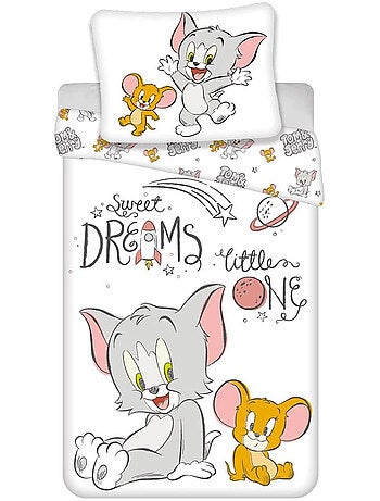 Dekbedovertrek katoen Tom & Jerry 100x135 cm + kusrichtingloop van kussen – Ideaal bed meegroeiend