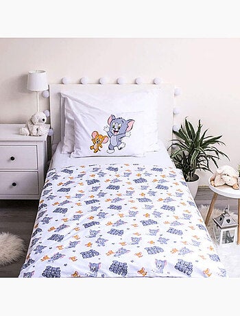 Dekbedovertrek katoen Tom & Jerry 100x135 cm + kusrichtingloop van kussen – Ideaal bed meegroeiend