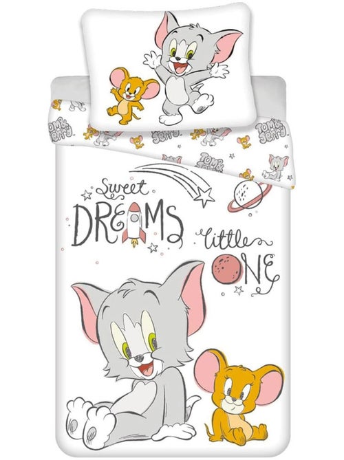 Dekbedovertrek katoen Tom & Jerry 100x135 cm + kusrichtingloop van kussen – Ideaal bed meegroeiend - Kiabi