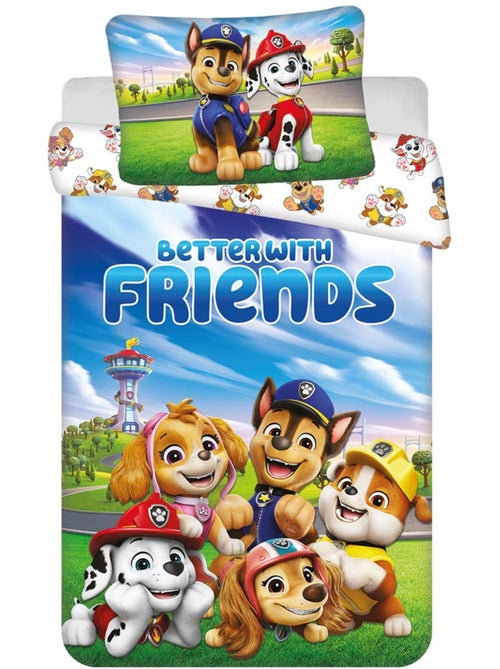 Dekbedovertrek kind PAW Patrol Friends 100x135 cm - Beddengoedset in katoen - Kiabi