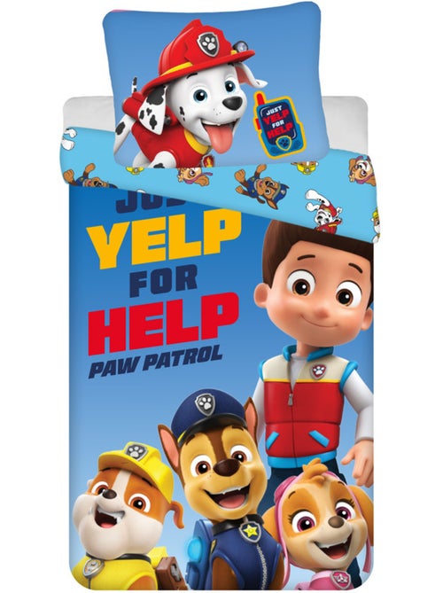Dekbedovertrek kind PAW Patrol Help 140x200 cm + sloop - Beddengoedset in katoen - Kiabi