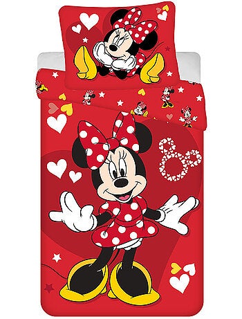 Dekbedovertrek kinderen Minnie Love 140x200 cm met kussensloop - Beddengoedset van katoen