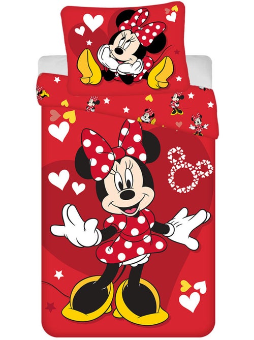 Dekbedovertrek kinderen Minnie Love 140x200 cm met kussensloop - Beddengoedset van katoen - Kiabi Dekbedovertrek kinderen Minnie Love 140x200 cm met kussensloop - Beddengoedset van katoen - Kiabi