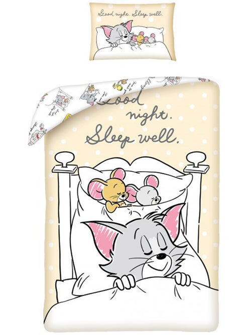 Dekbedovertrek kinderen Tom & Jerry 100x135 cm + kusrichtingloop – Ideaal bed meegroeiend - Kiabi
