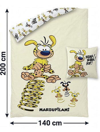 Dekbedovertrek Marsupilami 140x200cm + Kussensloop 65x65cm – Houba Houba Hop – Polykatoen – Officiël