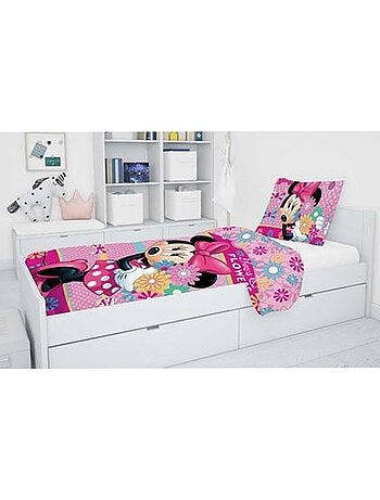 Dekbedovertrek Minnie Bloemen 140x200 cm + kussensloop - Set katoen kinderen