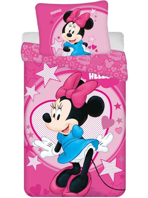 Dekbedovertrek Minnie Hello 140x00 cm + Kussensloop - Beddengoedset kinderen - Kiabi