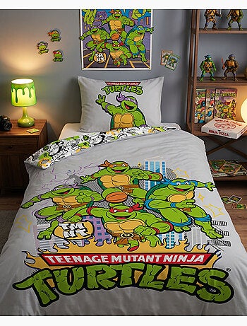 Dekbedovertrek Ninja Turtles TMNT 140x200cm + Kussensloop 65x65cm – 4 Schildpadden New York – Polyka
