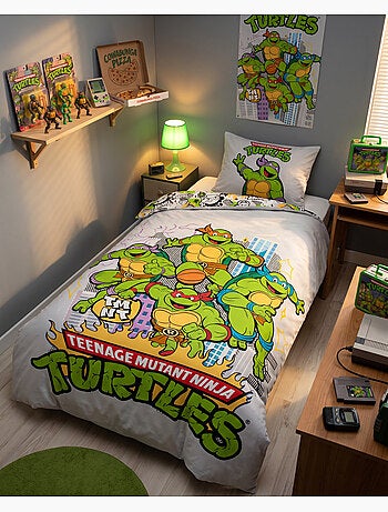 Dekbedovertrek Ninja Turtles TMNT 140x200cm + Kussensloop 65x65cm – 4 Schildpadden New York – Polyka