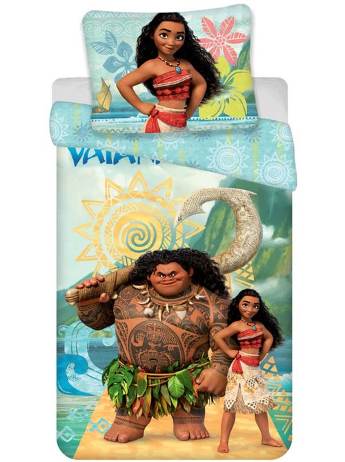 Dekbedovertrek omkeerbaar 100% katoen Disney Vaiana 140 cm x 200 cm - Kiabi