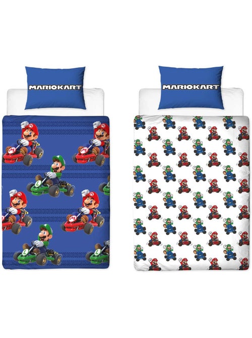 Dekbedovertrek omkeerbaar Mario Kart 140x200 cm + Kussensloop - Beddengoedset kinderen - Kiabi Dekbedovertrek omkeerbaar Mario Kart 140x200 cm + Kussensloop - Beddengoedset kinderen - Kiabi