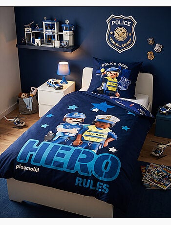 Dekbedovertrek Playmobil Politie 140x200cm + Kussensloop 65x65cm – Hero Rules – Polykatoen –