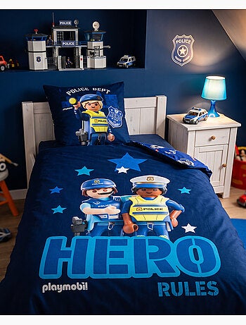 Dekbedovertrek Playmobil Politie 140x200cm + Kussensloop 65x65cm – Hero Rules – Polykatoen –